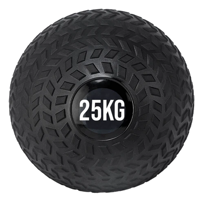 Black 25KG weight ball on a white background