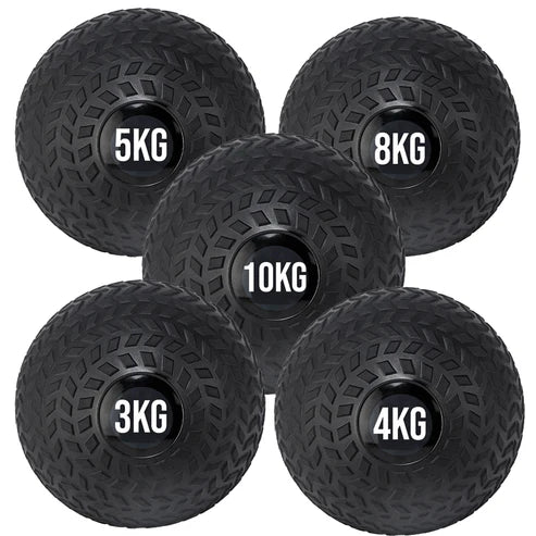 Set of black weighted balls with labeled weights on a white background