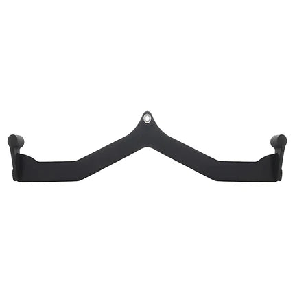 Black metal hook on a white background