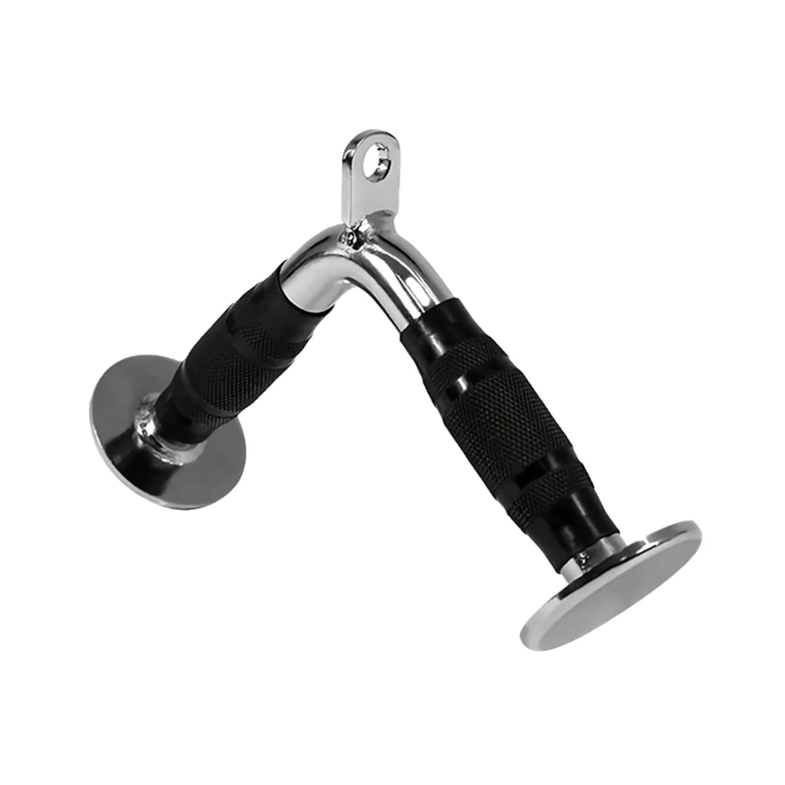 Chrome and black grab bar on a white background