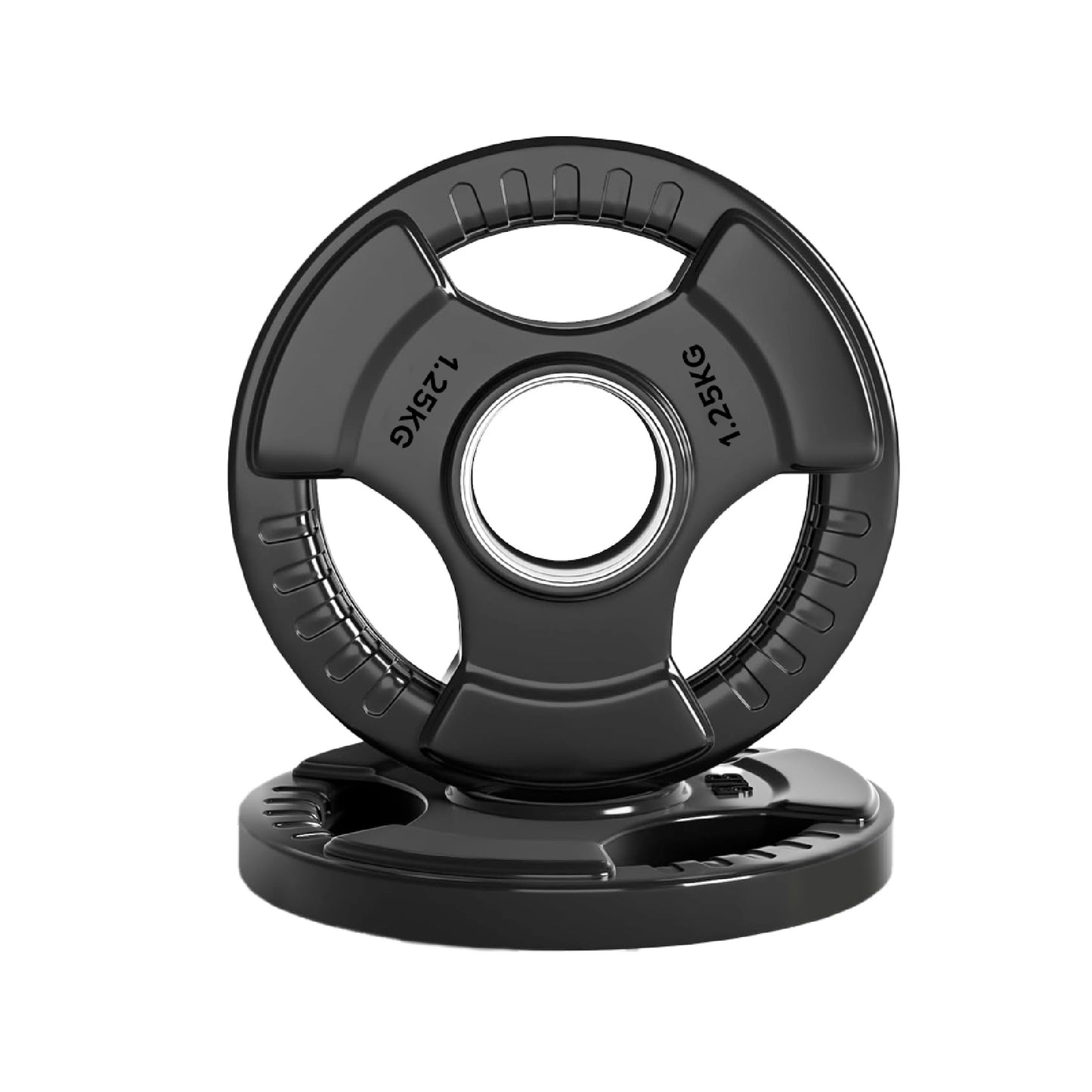 Tri-Grip Olympic Weight Plates – Black Rubber-Coated Cast Iron with 2" Hole – Ergonomic & Durable – Ideal for Strength Training, CrossFit & Home Gyms