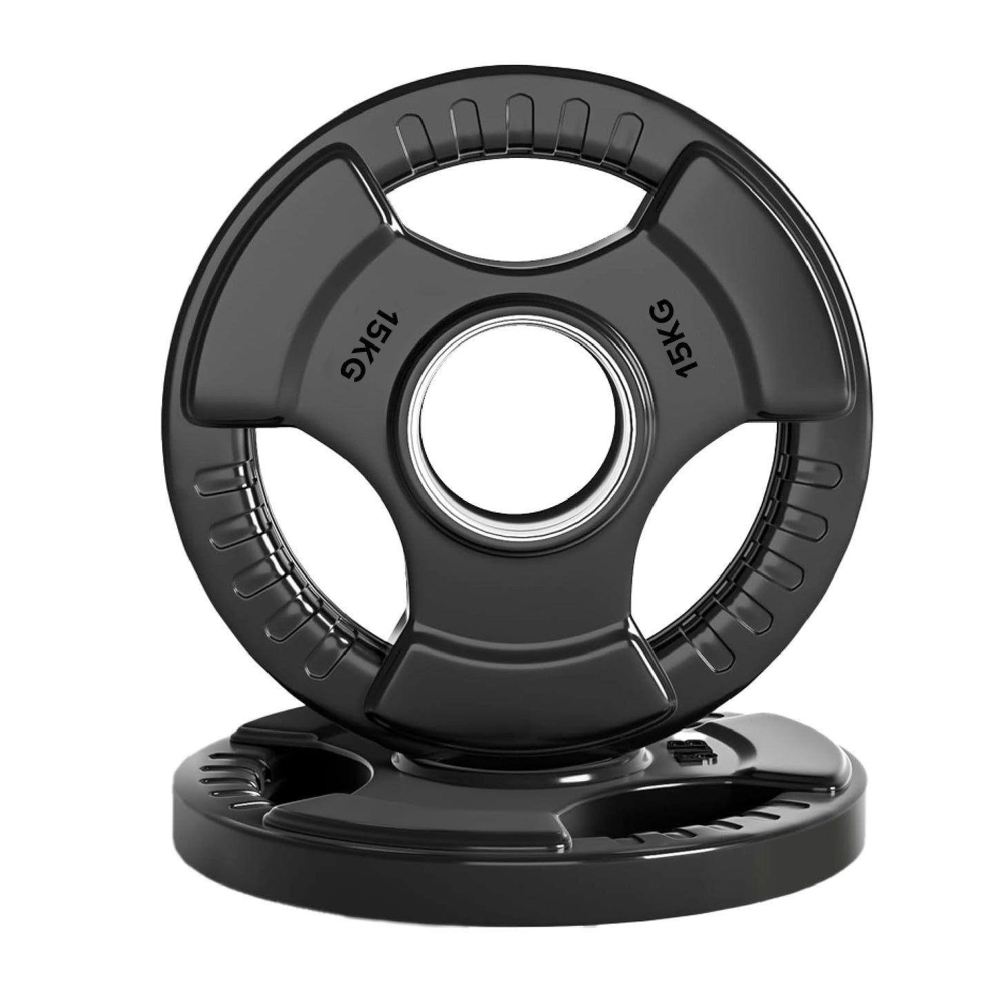Tri-Grip Olympic Weight Plates – Black Rubber-Coated Cast Iron with 2" Hole – Ergonomic & Durable – Ideal for Strength Training, CrossFit & Home Gyms