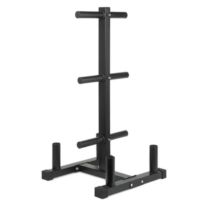 Black metal weight rack on a white background