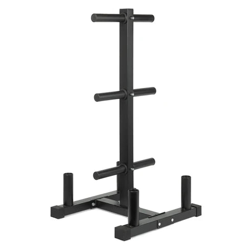Black metal weight rack on a white background