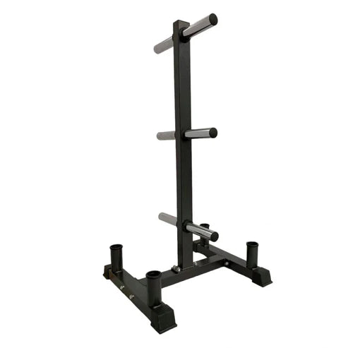 Black metal weight rack on a white background