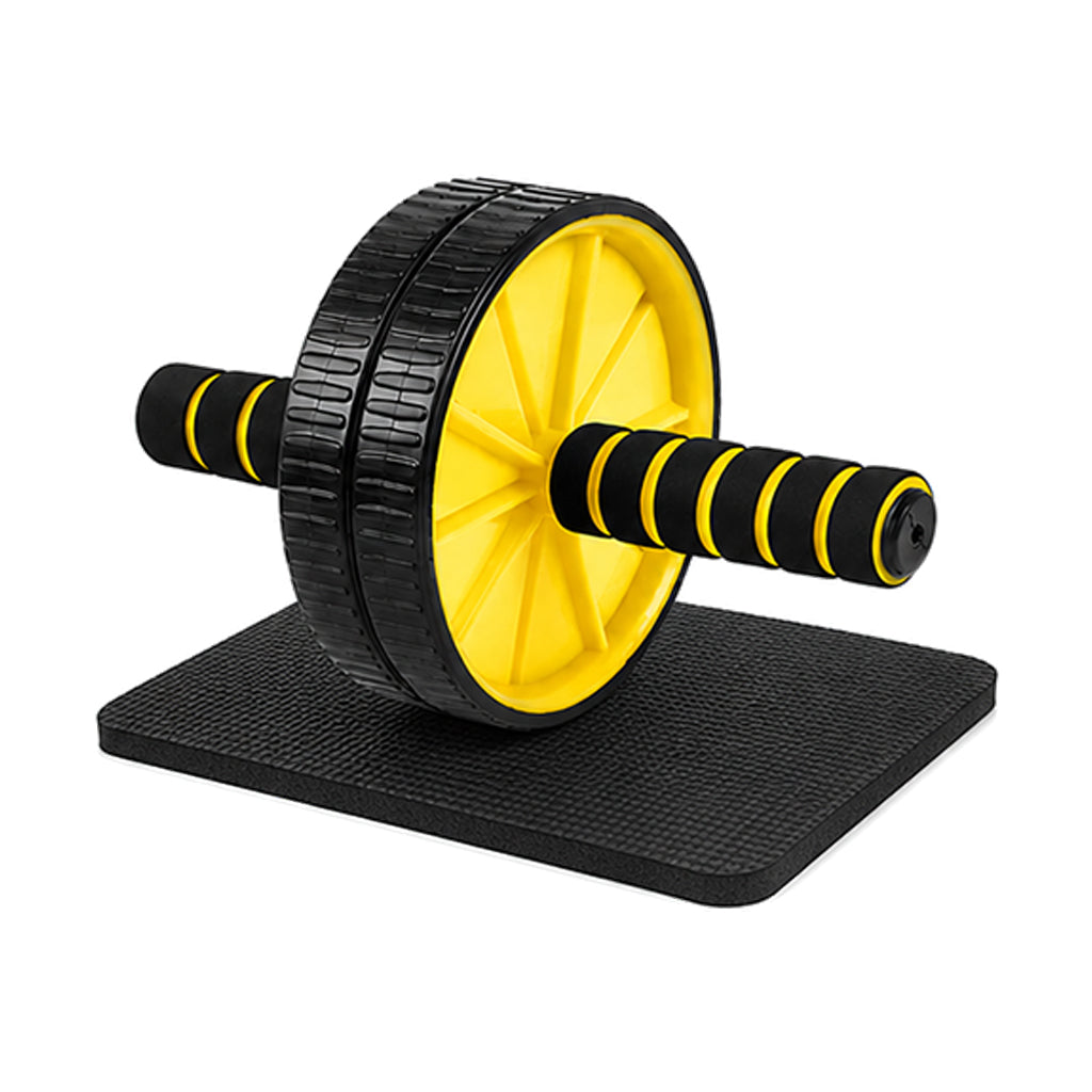 Pro Double-Wheel Ab Roller with Knee Mat – Rebound Core Trainer with Adjustable Resistance Bands – Silent Non-Slip Wheels – Home Gym Ab Workout Equipment for Men & Women
